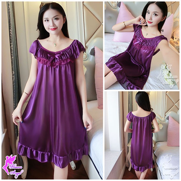 Daster Baju Tidur Wanita Satin Sexy Sleepwear-3