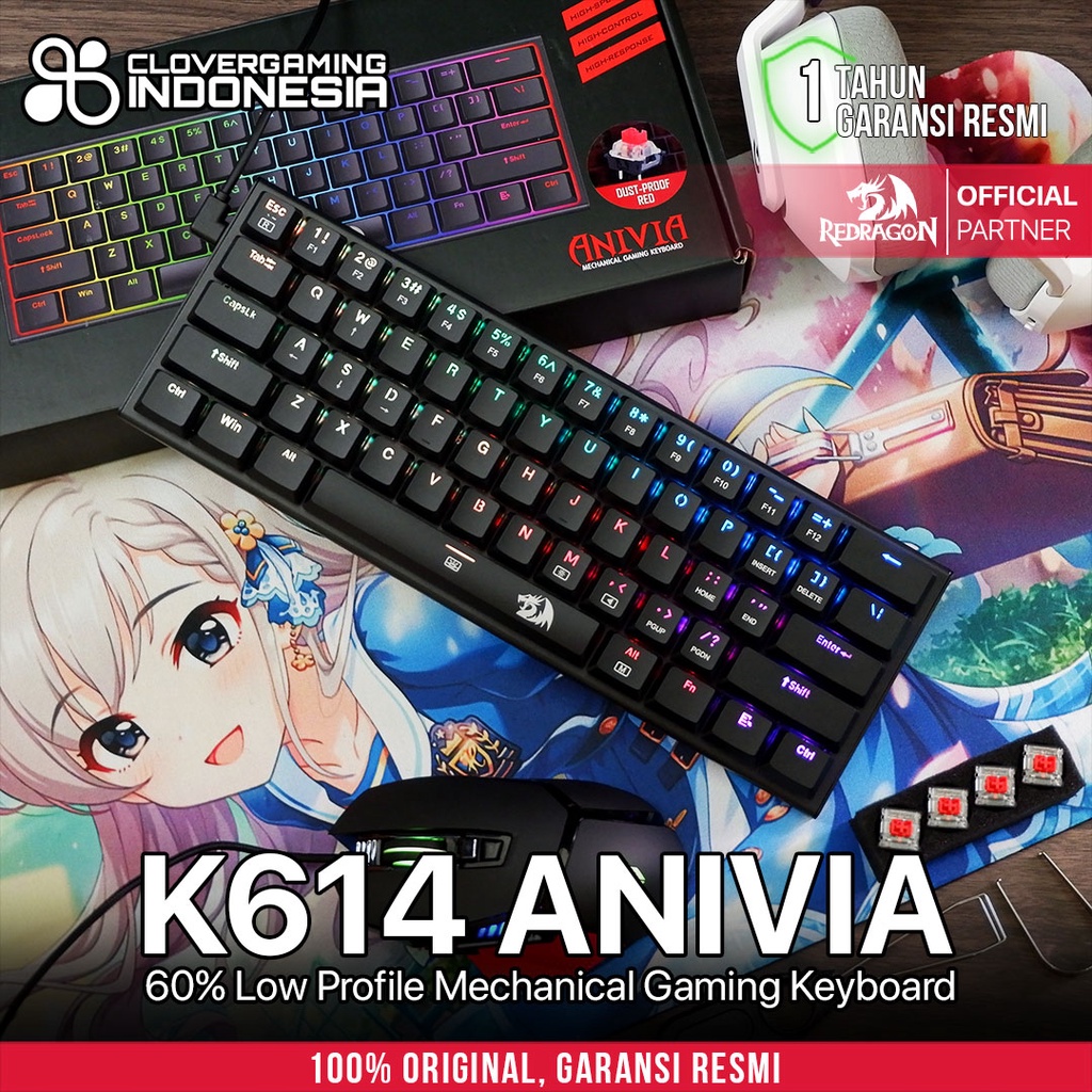 Redragon K614 Anivia 60% RGB - Low Profile Mechanical Gaming Keyboard