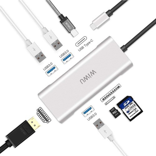 HUC-004 - Original WIWU APOLLO A731TH 7 In 1 Aluminium USB Type-C Adapter Hub