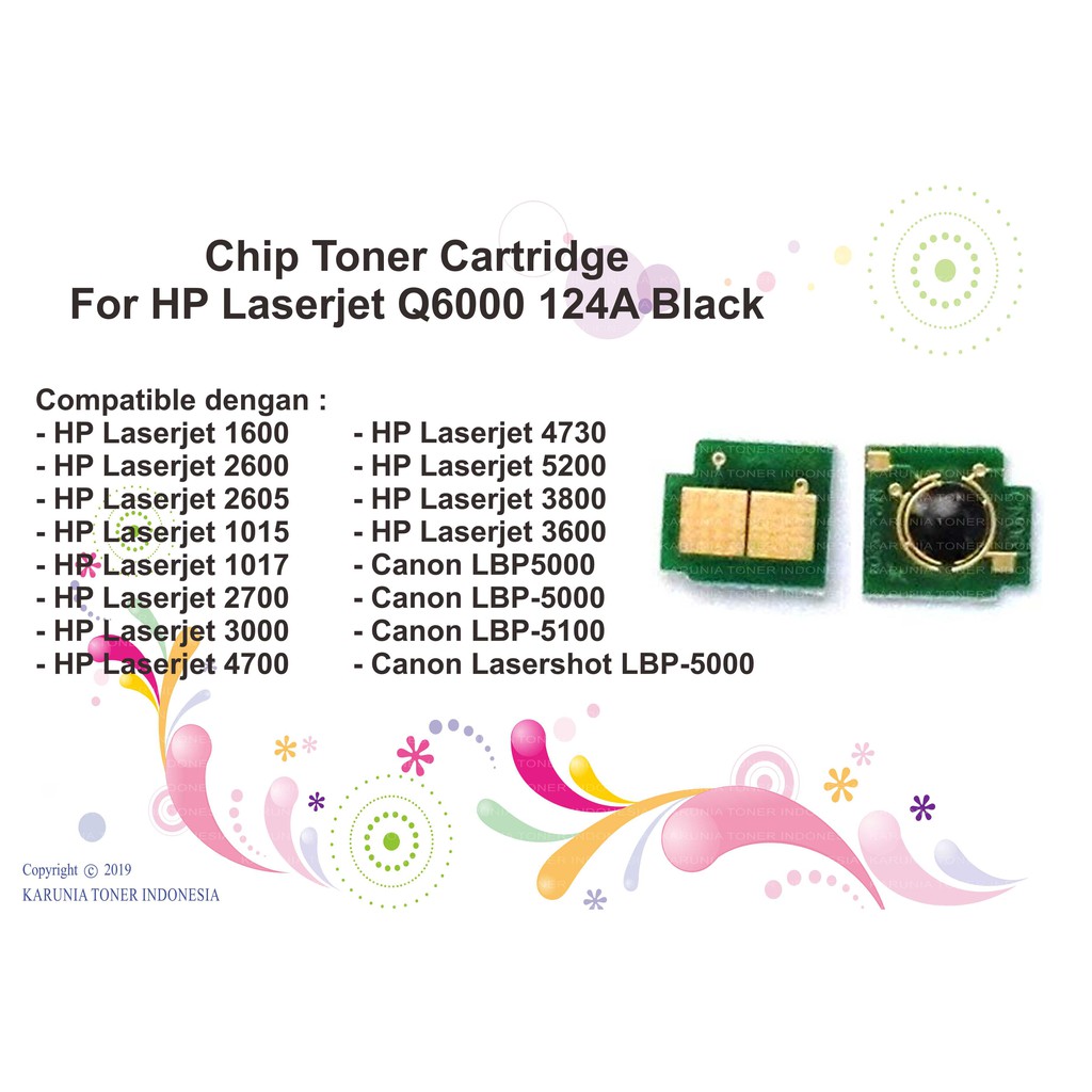 Chip Toner Cartridge HP Laserjet U36K Q6000A Q6000 Q6470A Q6460A Q7516A Q7570A 124A 1600 2600 Black