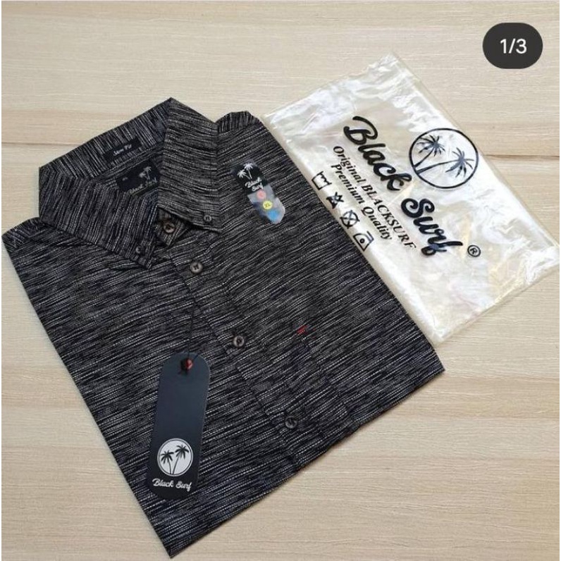 kemeja pria motif lengan pendek|kemeja  black surf premium