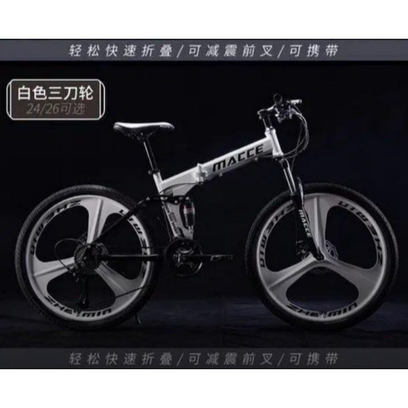 Ready Sepeda Gunung Lipat  MTB 26" Velg racing Warna Hitam