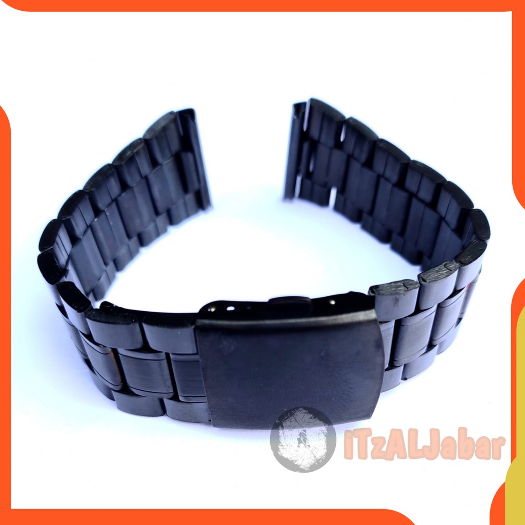 Tali jam Rantai Stainless strap Lurus hitam 20mm 22mm 24mm 26mm