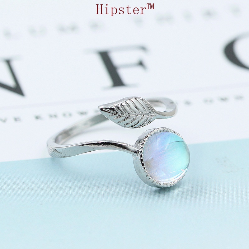 Popular Creative Design Personalized Inlaid round Crystal Leaf Ring