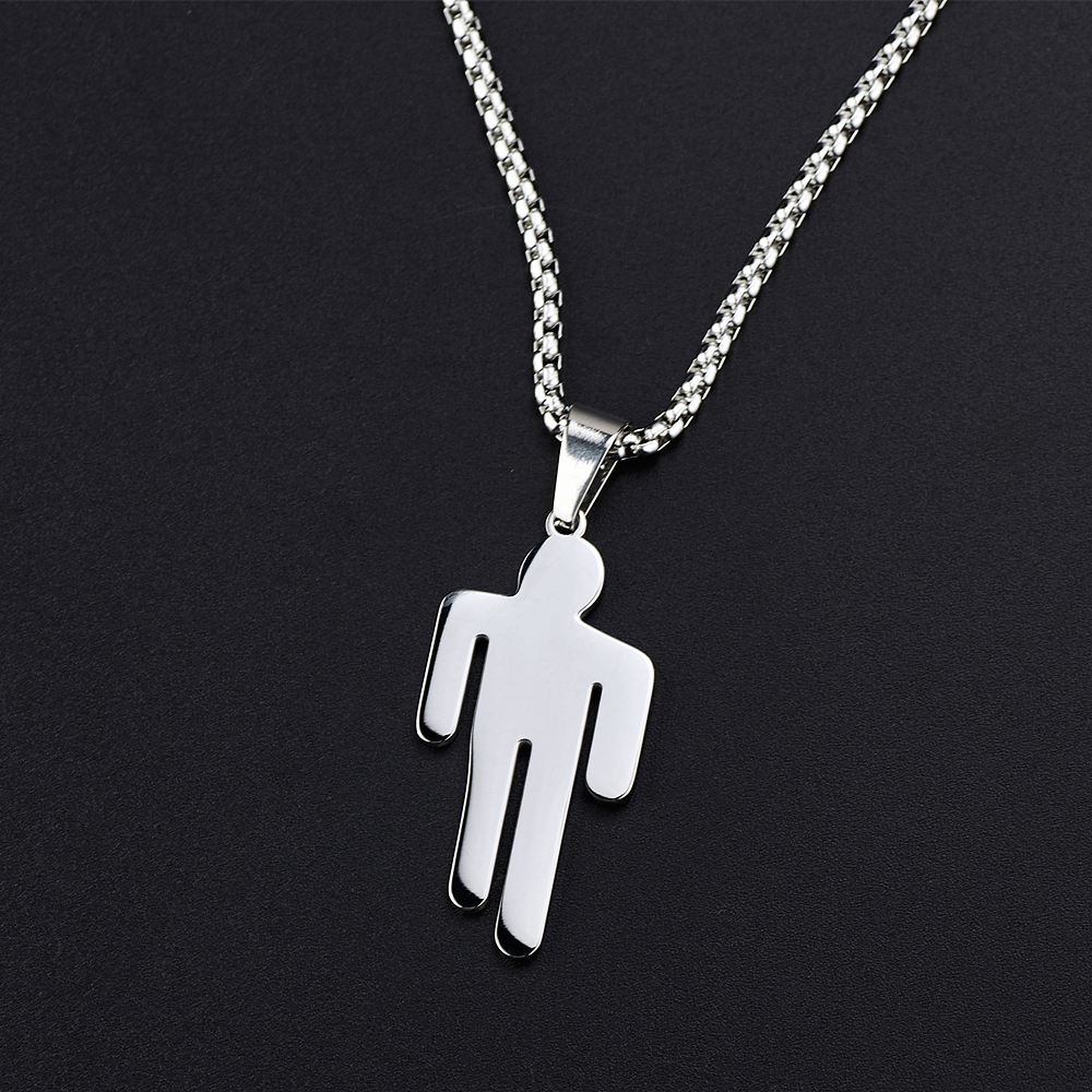 Kalung Rantai Dengan Liontin Billie Eilish Bahan Titanium Steel