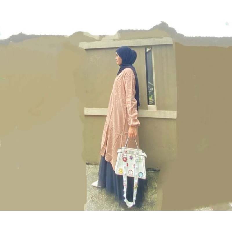 Midi Dress Simple Polos Lengan Panjang Muslimah Katun Rayon