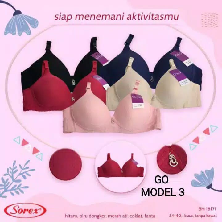 gos Sorex Bra Tanpa Kawat Busa BH Ukuran 34 - 40