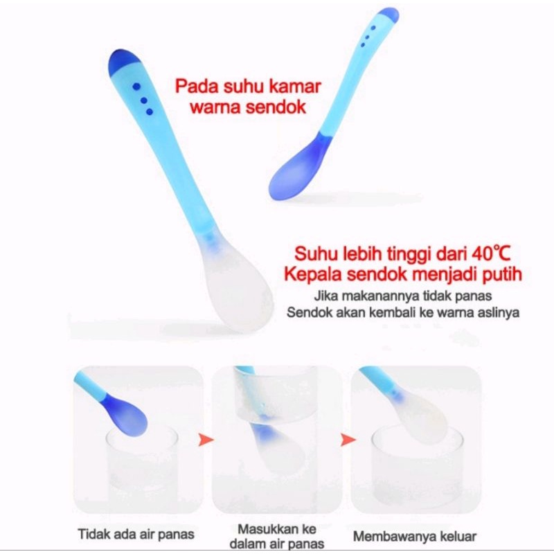 SENDOK MAKAN BAYI SENSOR SUHU PANAS / SENDOK GARPU BAYI SILIKON / SENDOK MAKAN BAYI SILIKON / BABY SPOON SILICONE BPA FREE