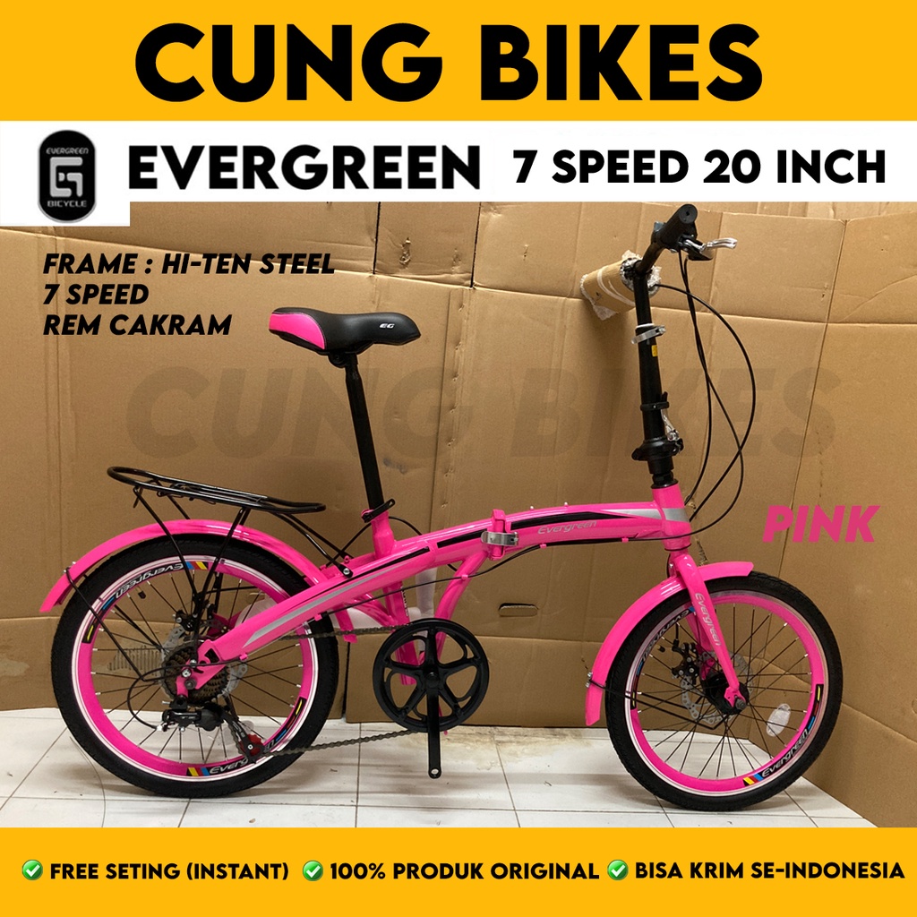 SEPEDA LIPAT 20 Inch EVERGREEN BEARING 7 SPEED dan Single Speed