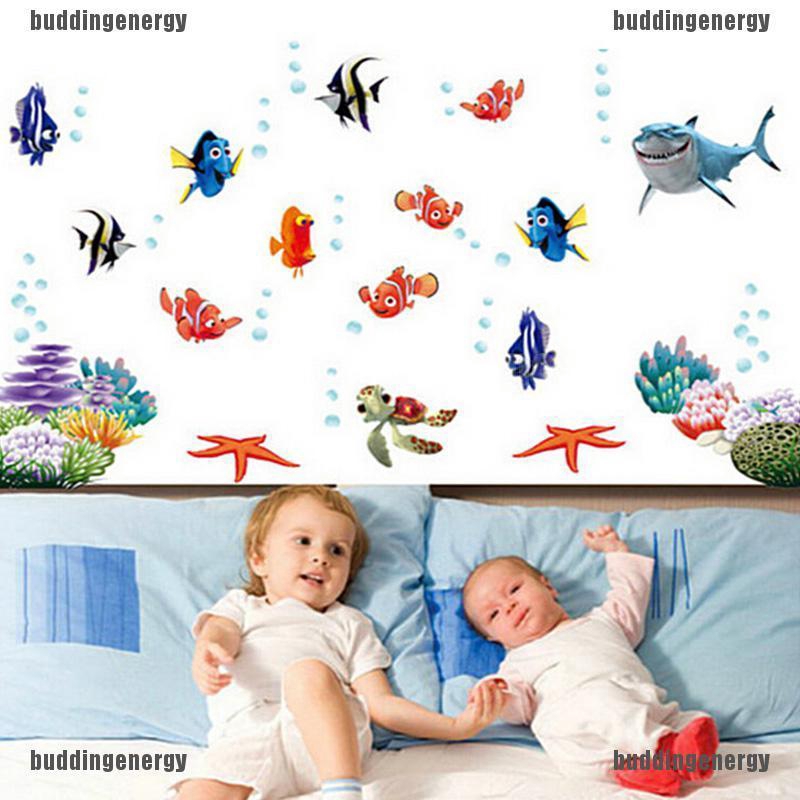 Budd Id 1 X Under Sea Shark Fish Wall Decals 3d Cartoon Stickers Bathroom Wall Decor Shopee Indonesia