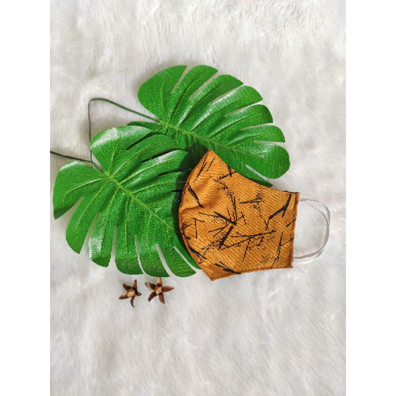 Masker kain 2ply Bahan Katun Jepang Motif Abstrak Kuning