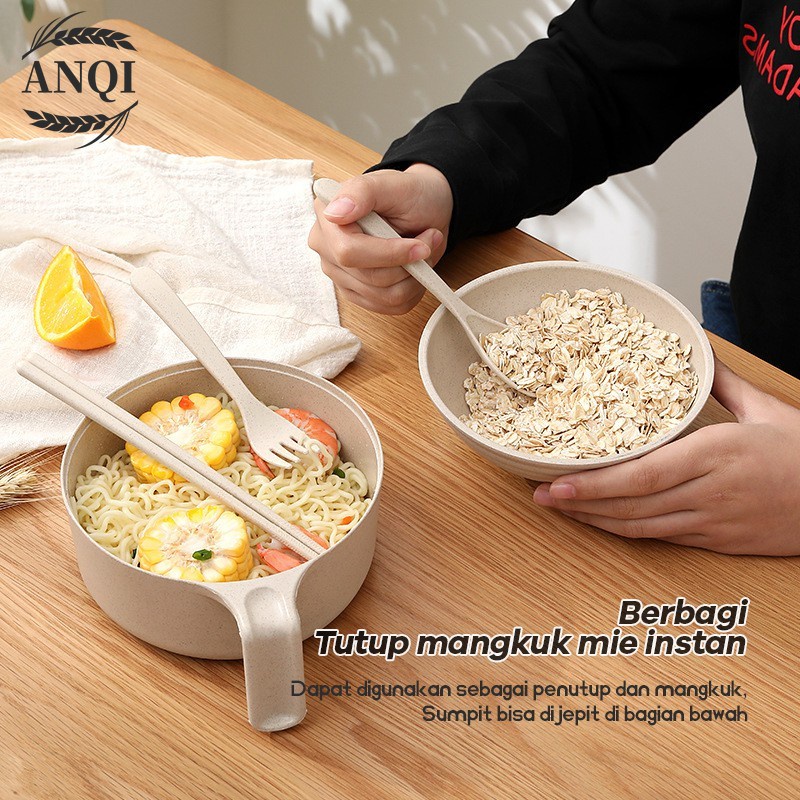 Set Mangkok 6 in 1 Wheatstraw Bowl Mangkuk Plastik Microwave Mie Instan dan Sup Serbaguna