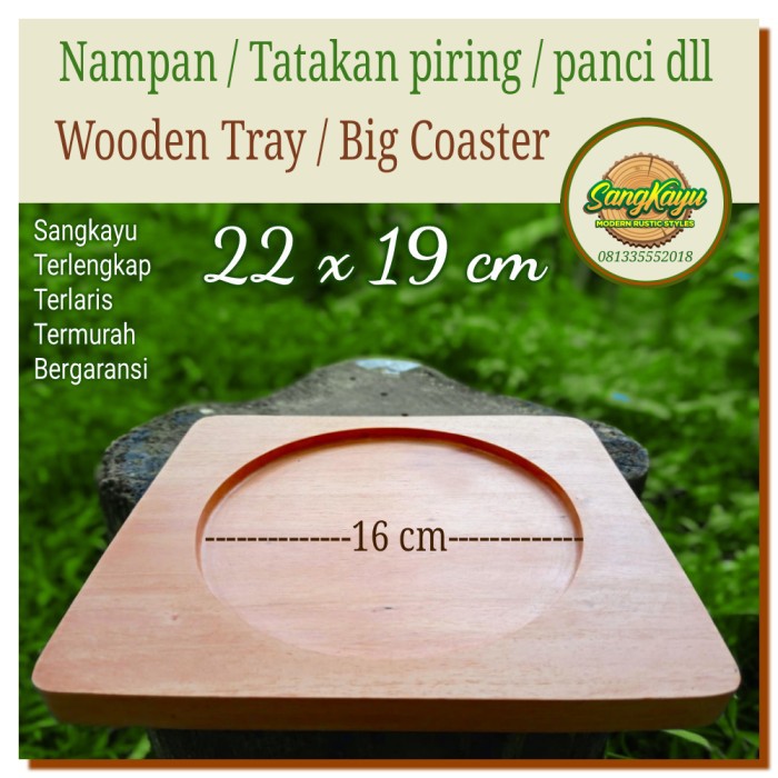 Tatakan piring panci tahan panas 22x19cm nampan kayu wooden tray