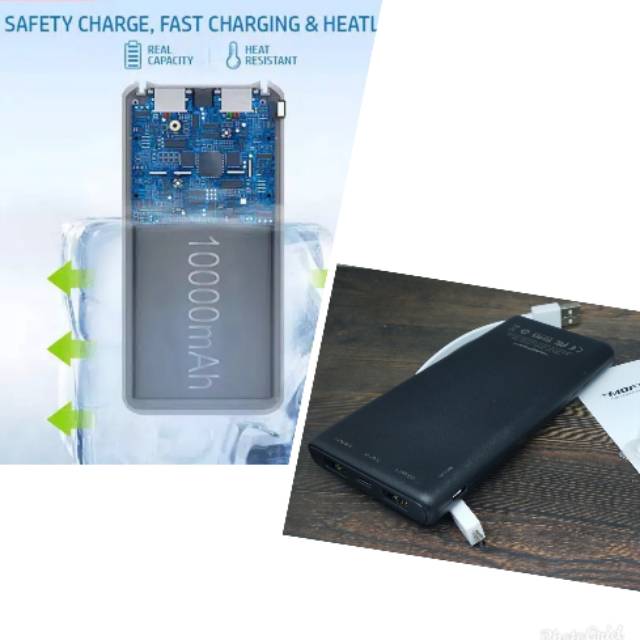 Powerbank slim Real Capacity 10.000mAh + Fast Charge power bank mofit m11