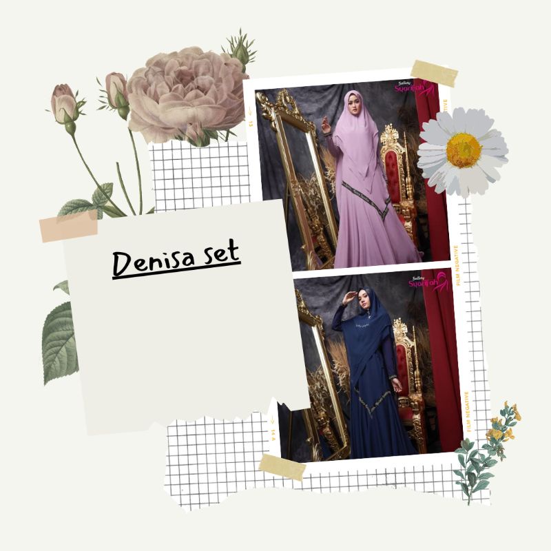 Gamis syari polos Denisa set by Gallery syarifah (READY KIRIM)