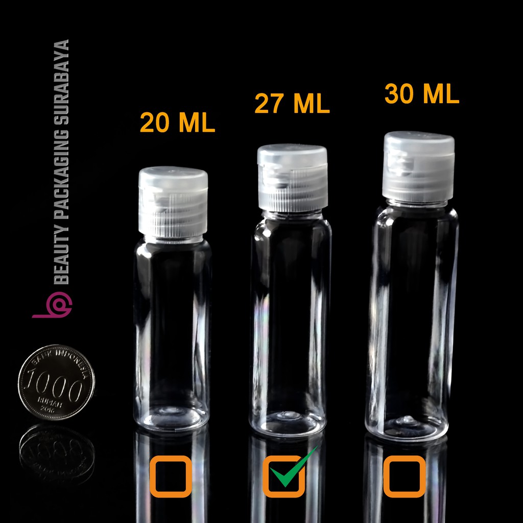 Botol PET 27ml BR Bening Tutup Fliptop