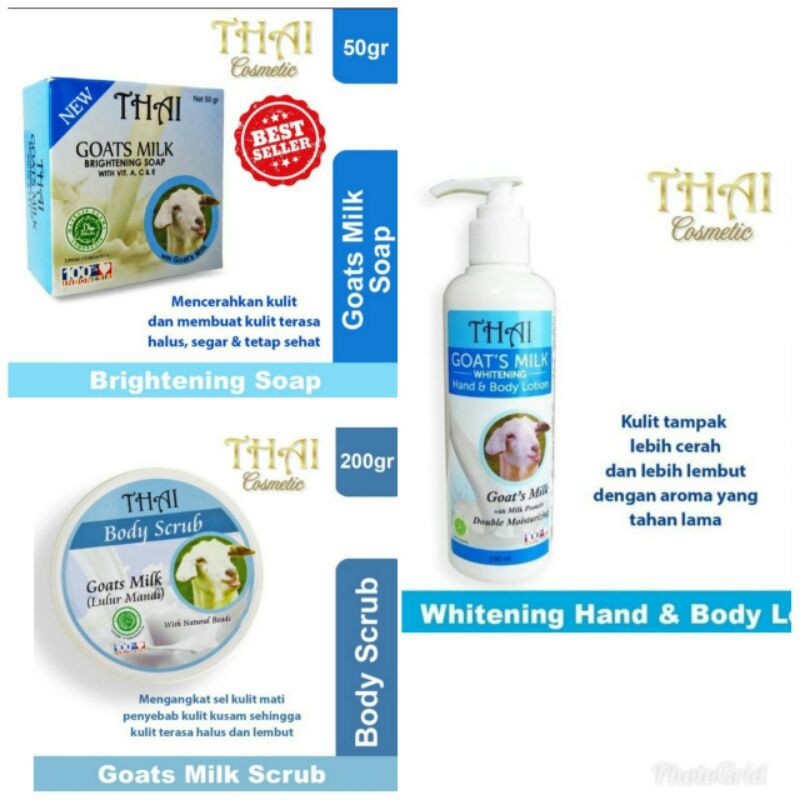 PAKET LENGKAP GOATS MILK (SABUN, SCRUB, LOTION) PEMUTIH KULIT - PAKET 3 IN 1 SERIES