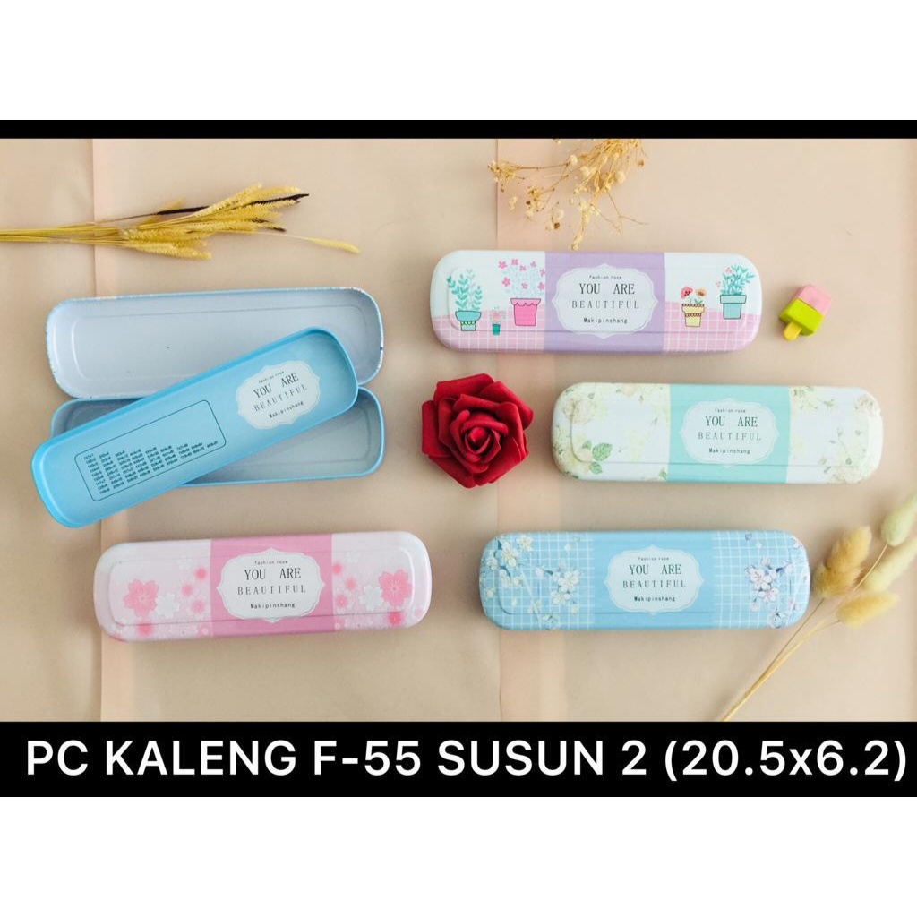 

KOTAK PENSIL KALENG KECIL 2 SUSUN MOTIF BUNGA F-55. MURAH