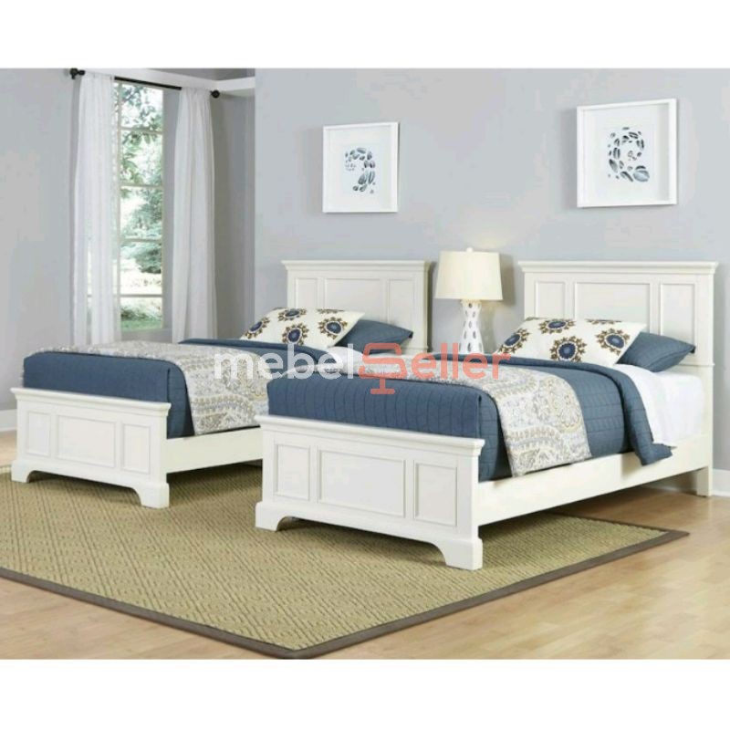 Tempat tidur minimalis duco putih, ranjang dipan 120x200