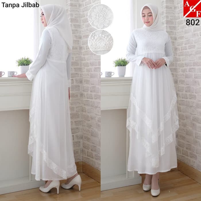 Jual Gamis Putih Baju Gamis Wanita Putih Muslim Terbaru Gamis Lebaran 802 Std Putih M Terbaru Indonesia Shopee Indonesia