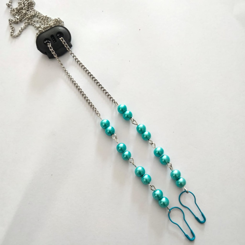 strap masker RANTAI SILVER MUTIARA STOPPER/tali masker/kalung masker