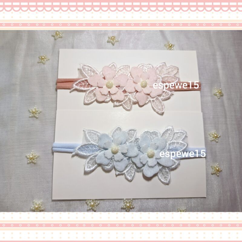 Baby Headband, Bandana Bayi Bunga Brokat