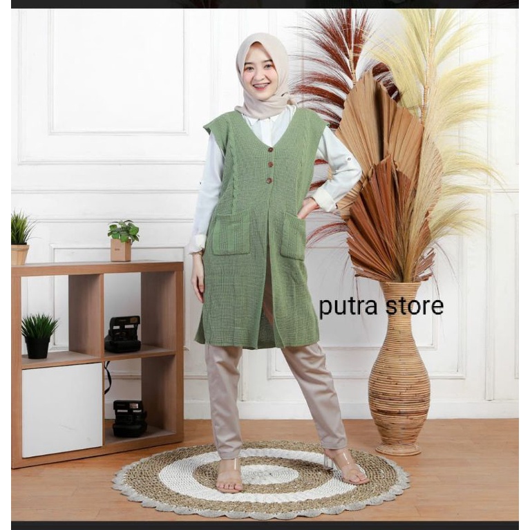 LONG VEST RISA KANCING TEBAL PREMIUM