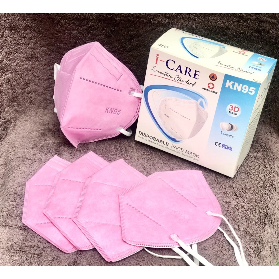 Masker 5ply KN95 Warna Earloop I-Care 3D Mask Isi 10 pc