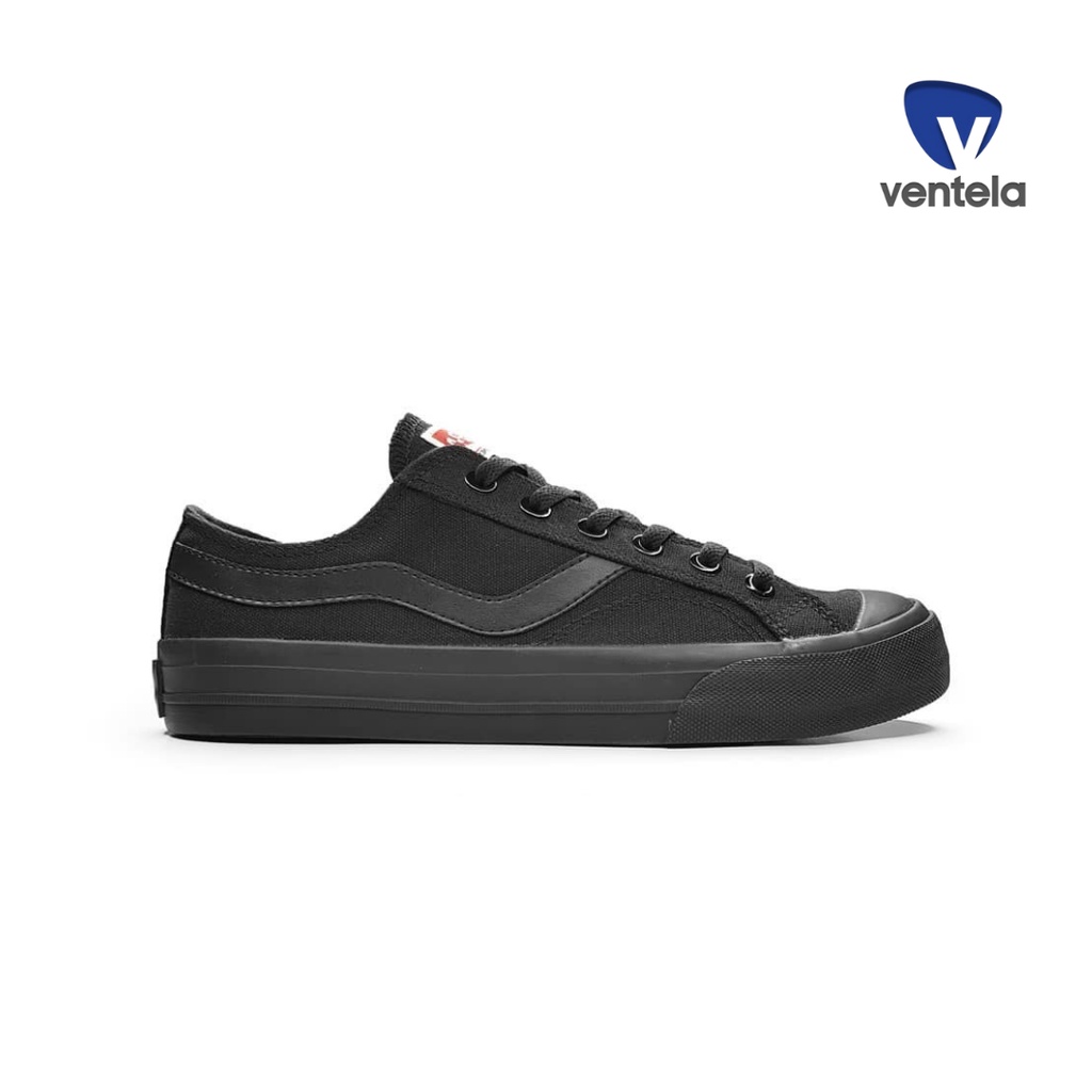 Sepatu Pria Ventela Public Low All Black Sneakers casual Hitam Cewek Cowok Vantela Original 100%