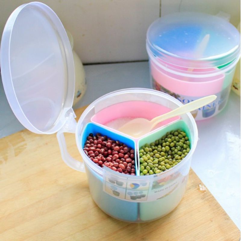 Toples Tempat Bumbu Dapur 3 Sekat Bulat Unik
