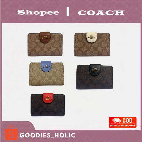 C0082 COACH New Style MEDIUM CORNER ZIP WALLET IN SIGNATURE CANVAS