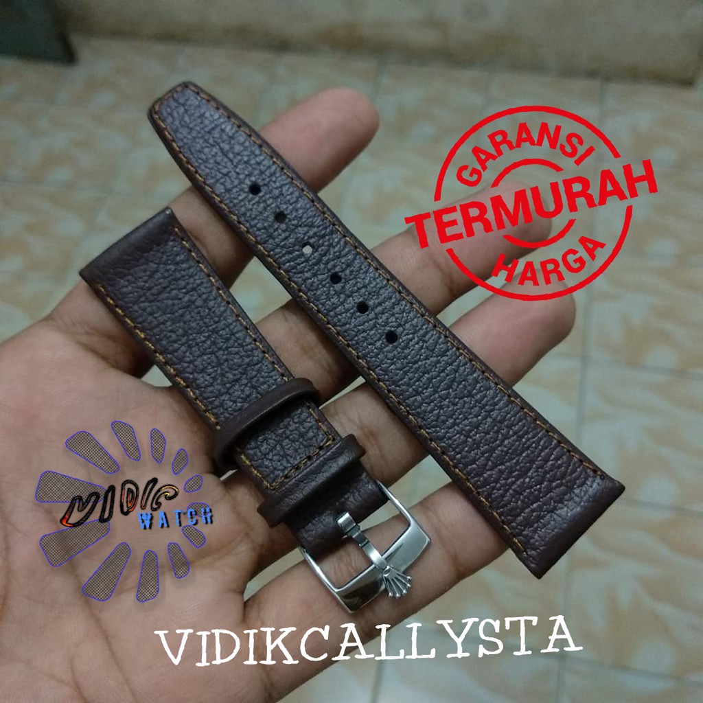 Leather strap Rolex oyster flex Rolex 20mm Drak brown Tali Jam ROLEX Datejust President Kulit 20 mm