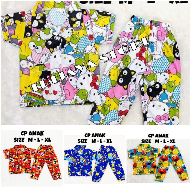 Trijaya . piyama cp anak murah karakter polkadot baju tidur anak 1-5 tahun part 1