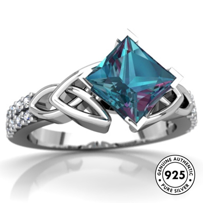 Cincin Silver S925 Hias Batu Permata Warna-Warni Untuk Wanita