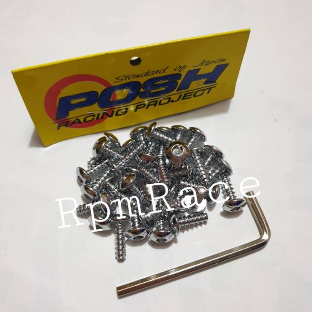 Baut sekrup body chrome free kunci l stenlis yamaha mio mx nmax nuovo dll isi 34 biji