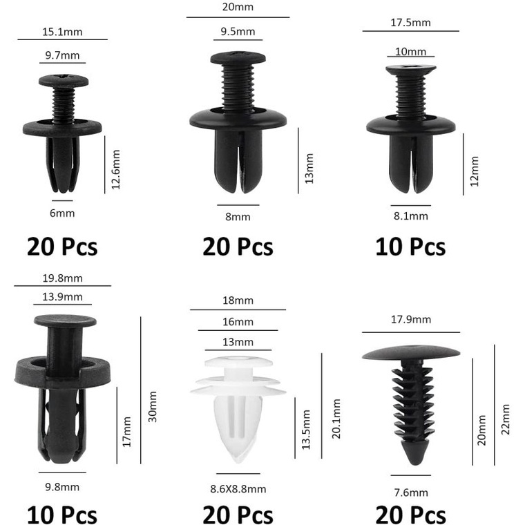 100 Pcs Baut Rivet Mobil Universal Car Push Pin Fasteners Clip  Bemper Klip Kancing  Aksesoris Mobil utk Toyota Honda Mitsubishi Suzuki Nissan