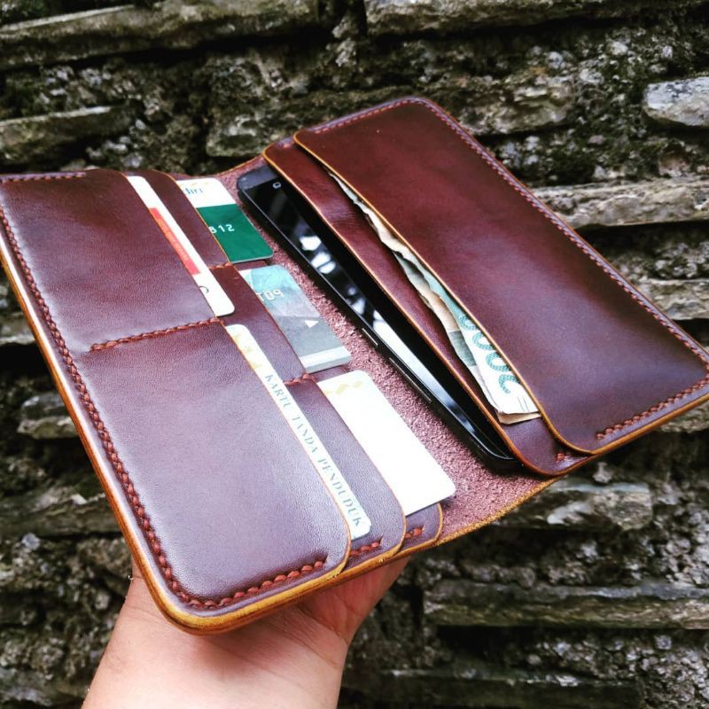  Dompet  kulit pria  panjang  ASLI FULL GRAIN kulit sapi ORI 