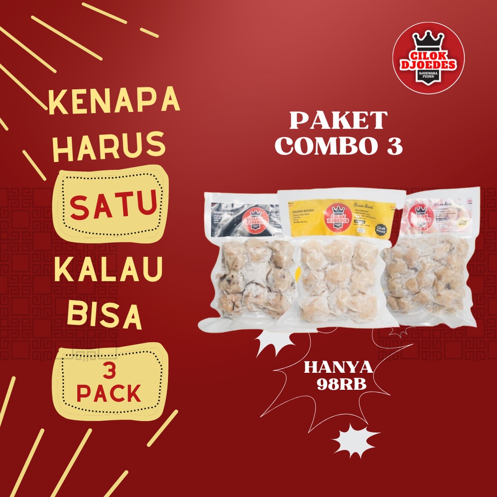 

Jajan Snack Cilok Jamur, Cilok Tahu, Cilok Unyil, Pentol New Combo 3 Paket Mix Hemat