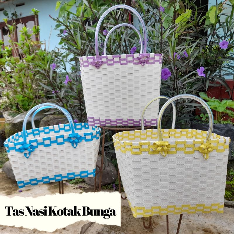 TAS NASI KOTAK BUNGA / TAS ANYAMAN PLASTIK