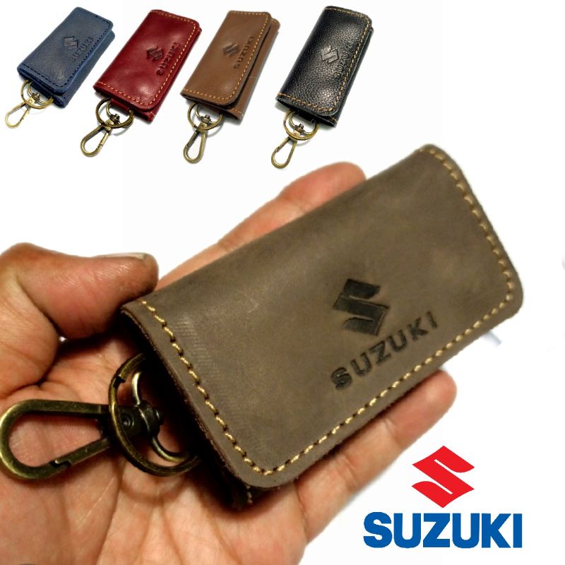 gantungan kunci mobil Suzuki kulit asli full lipat 3 tebal - dompet stnk kulit suzuki