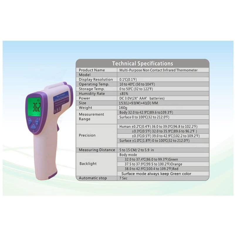 Non-Contact Infrared Gun Thermometer Termometer badan Laser Fi01