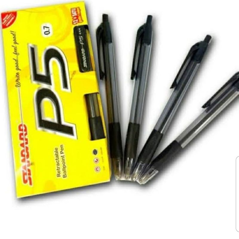 

Pena Standard P5 0,7 mm (Ecer) tinta hitam Pulpen Balpoint