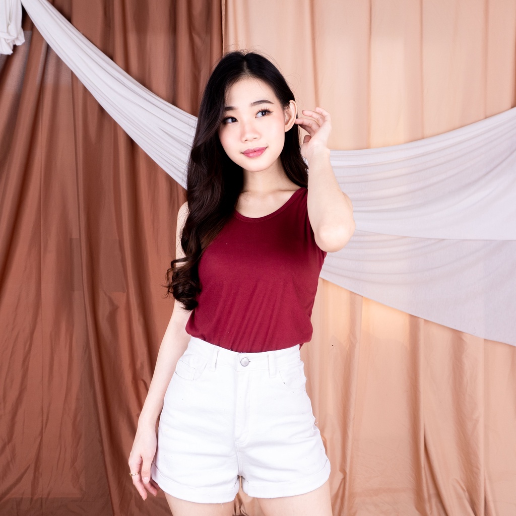 TANGTOP / TANKTOP / TANK TOP Tali Besar L / SINGLET-MAROON L