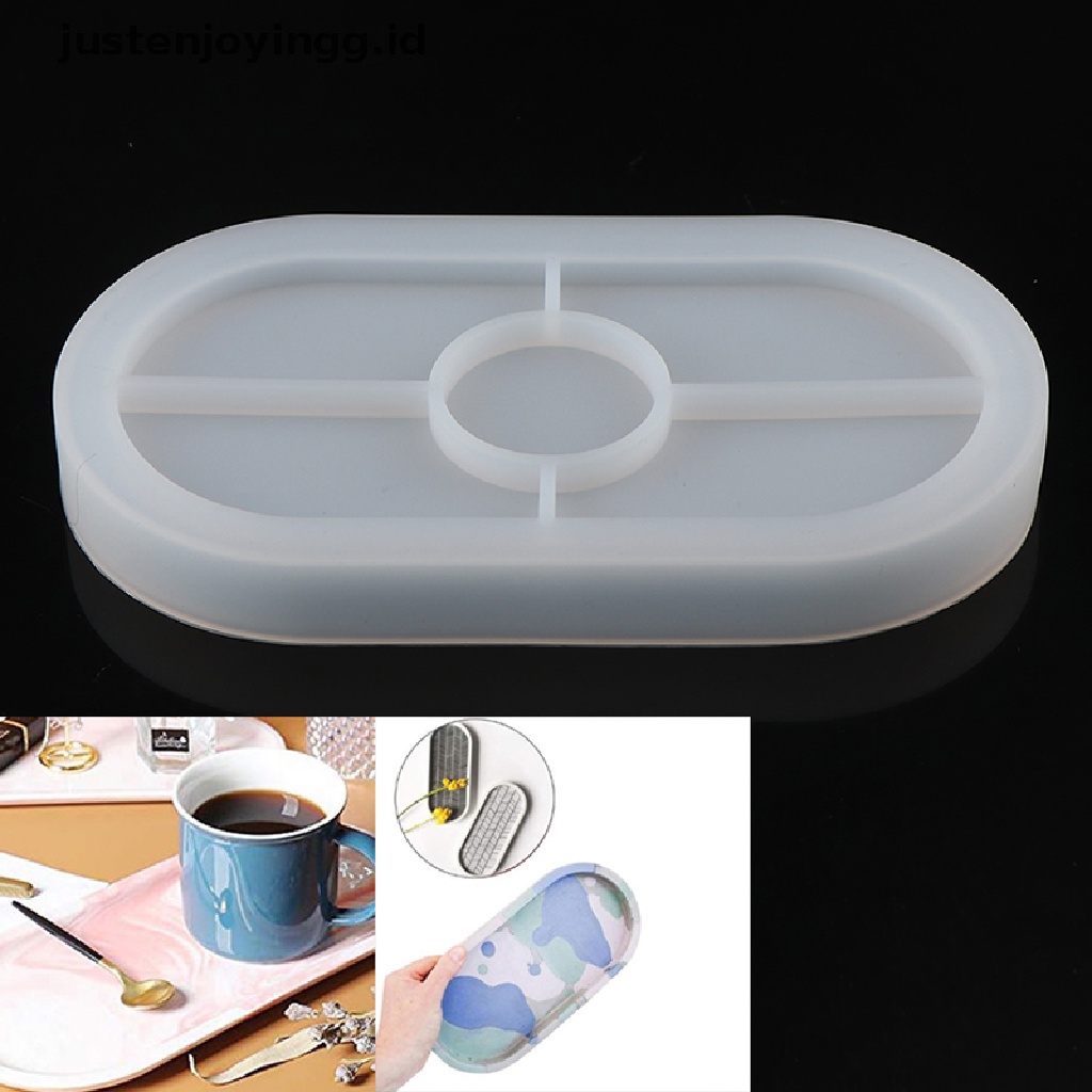 // justenjoyingg.id // Concrete Oval Mold Ashtray Coaster Square Flexible Silicone Tray Mold Epoxy ~