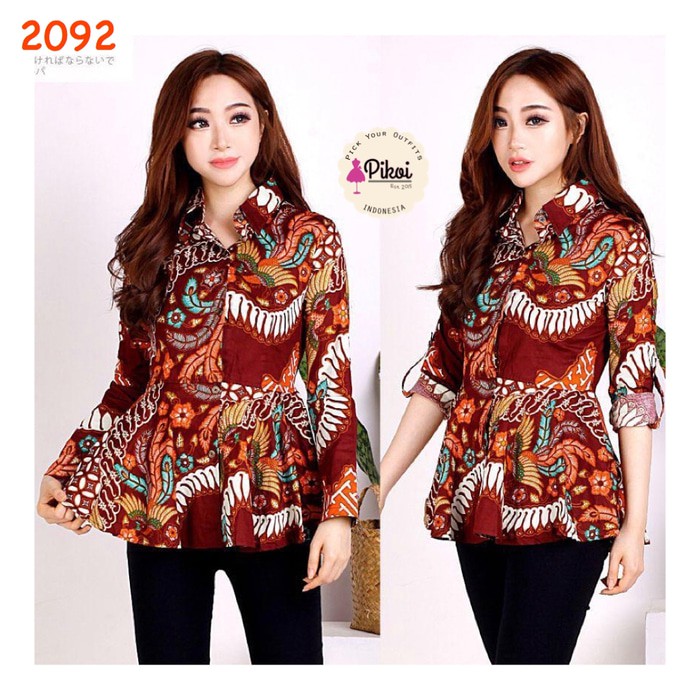 Baju wanita batik lengan panjang / batik lengan trompet / baju lebaran