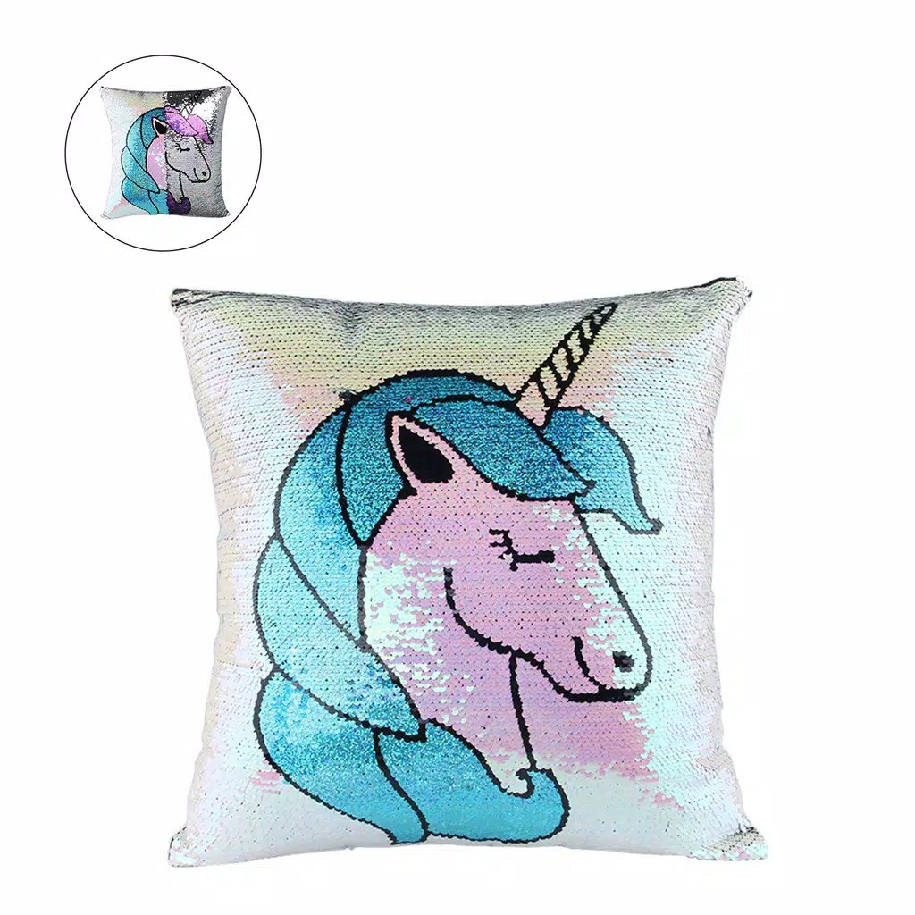 Sarung Bantal Sofa Sequin Unicorn 3 warna kwalitas Premium