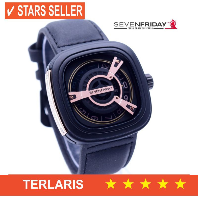 BISMILLAH LARISSS / Jam Tangan Pria SevenFriday M2 Series Kulit List Rosegold Seven Friday