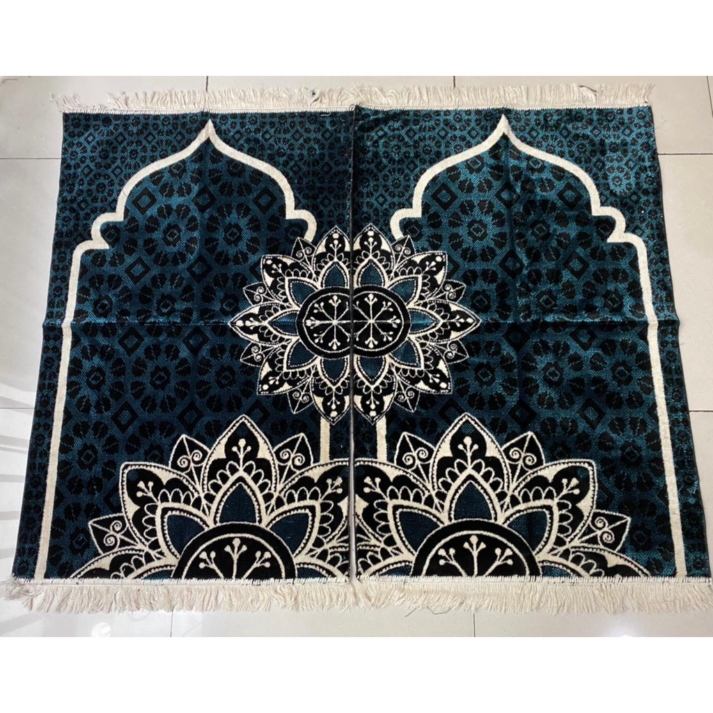 1pcs Sajadah Model Couple Sepasang Turki Saudi Premium Beludru Hitam Besar 70x110cm