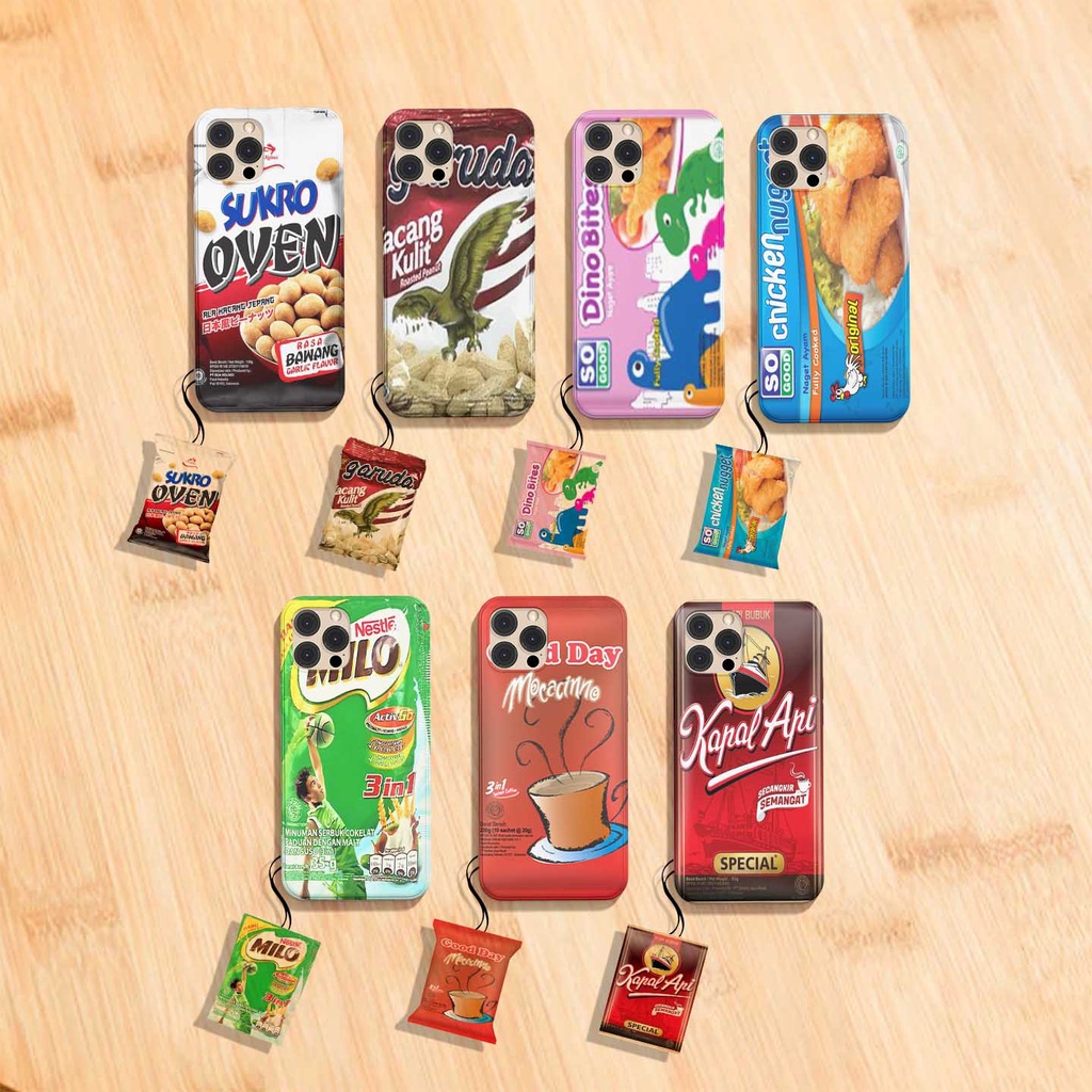 Cassing pelindung hp sukro oven kacang garuda so good dino bites chicken nugget milo good day kapal api softcase + gantungan kunci semua type hp oppo vivo realme samsung xiaomi infinix asus i phone best quality murah