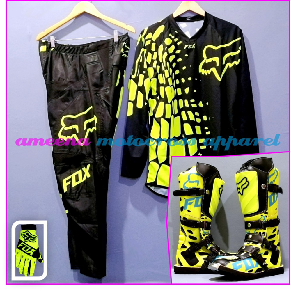 Jerseyset Cross, Sepatu Trail &amp; Sarung Tangan Motocross Fullset - JSG002A